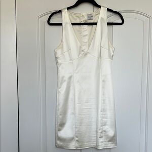 Aritzia White Sheath V-Neck Mini Dress